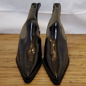 Free People Jackson West Ankle Boots 9 39 Black Khaki Women’s Patent Booties